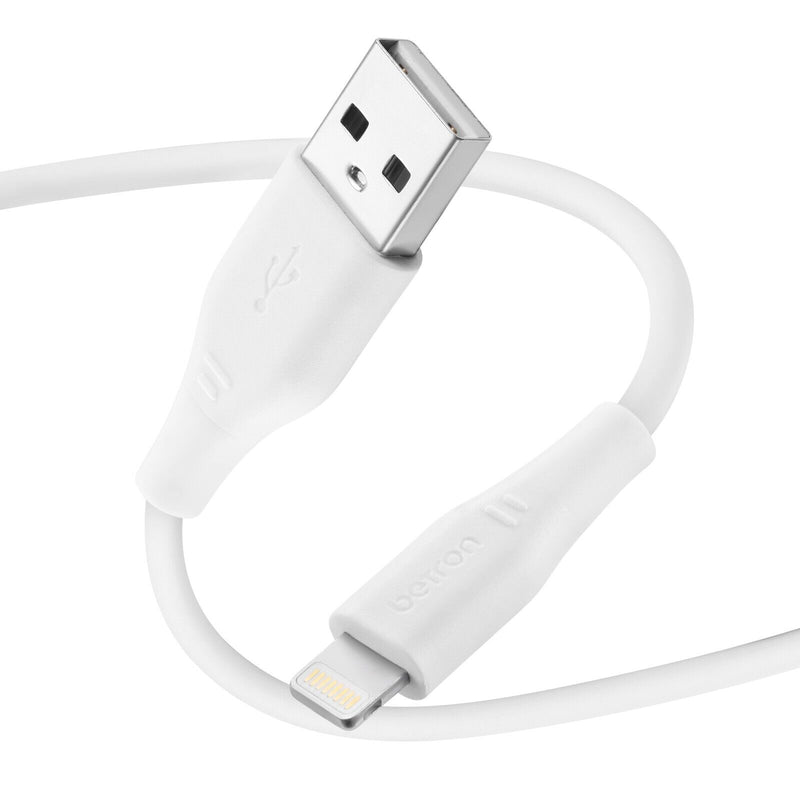 USB A to 8 Pin, iPhone Charger Cable Fast Data Sync - 0.5 m, 1 m, 2 m, Black or White