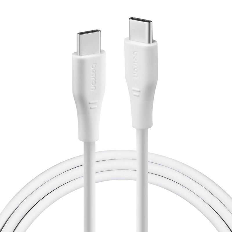 Betron USB-C To Type C Cable, Fast Charge Data Transfer Heavy Duty - 0.5 m, 1 m, 2 m, Black or White