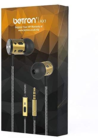 Betron AX1 Earphone with Microphone Bass Driven Sound Noise Isolating Earbuds iPhone iPad Samsung