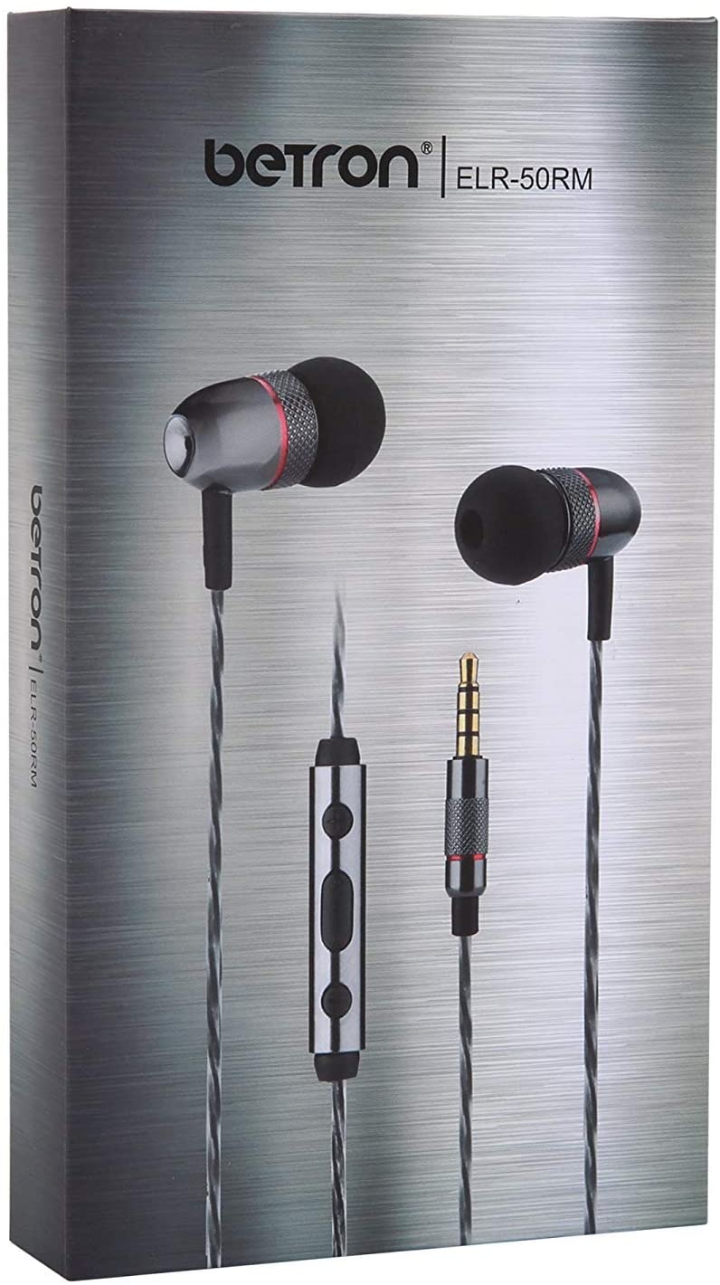 Betron ELR50 Earphones in Ear with Microphone Remote Control Including Carry Case 6 Silicon Ear Buds