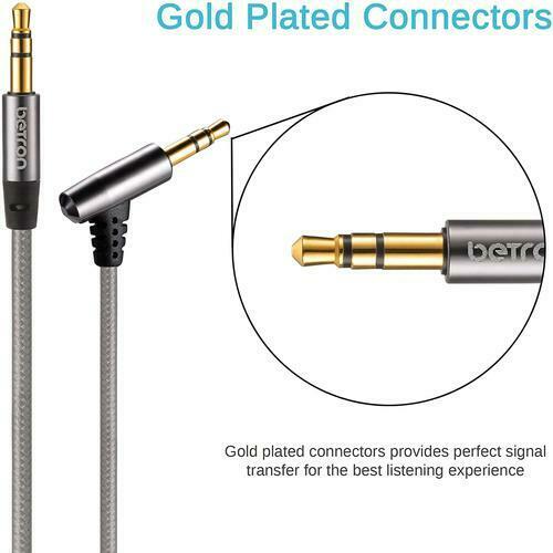 Betron Nylon Braided Premium 3.5mm Auxiliary Aux Cable with Microphone Audio Jack Cord Line